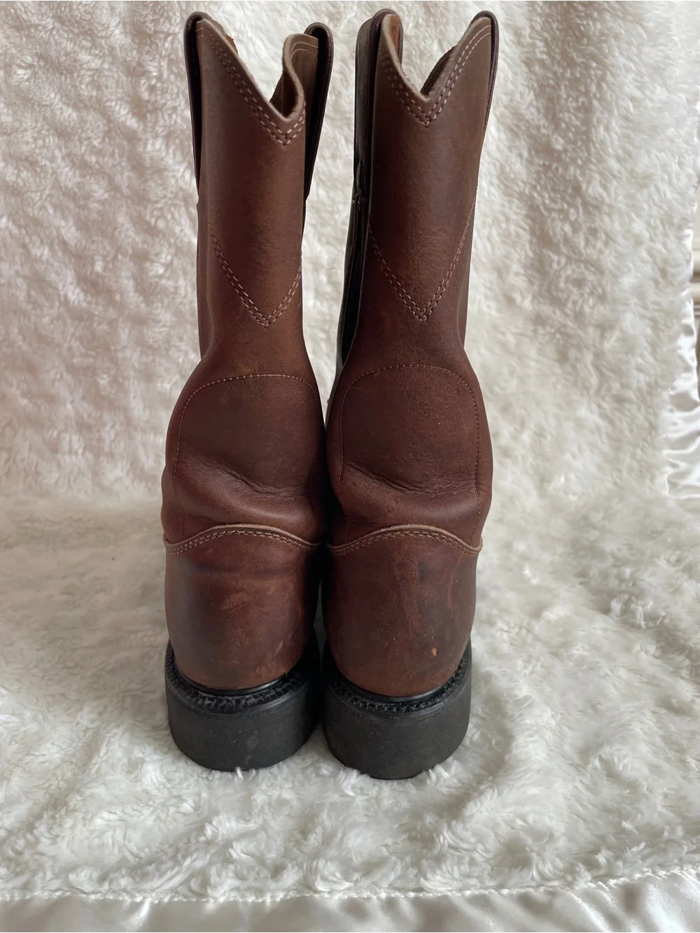 Justin Conductor Brown Soft Toe Suede Leather Pull On Work 10” Boots Size 6 B